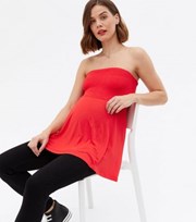New Look Maternity Red Shirred Bandeau Peplum Top